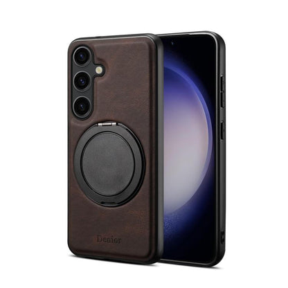 For Samsung Galaxy S25+ 5G Denior A14 Skin Feel Rotating Holder MagSafe Phone Case(Brown) - Galaxy S25+ 5G Cases by Denior | Online Shopping South Africa | PMC Jewellery | Buy Now Pay Later Mobicred