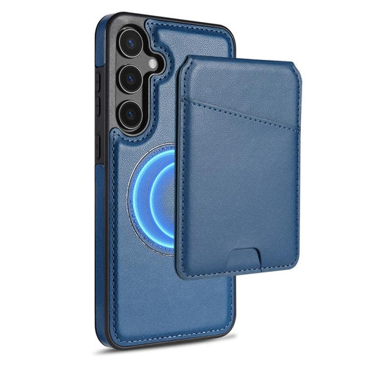 For Samsung Galaxy S25+ 5G Skin Feel Detachable Card Bag Magsafe Phone Case(Blue) - Galaxy S25+ 5G Cases by PMC Jewellery | Online Shopping South Africa | PMC Jewellery | Buy Now Pay Later Mobicred