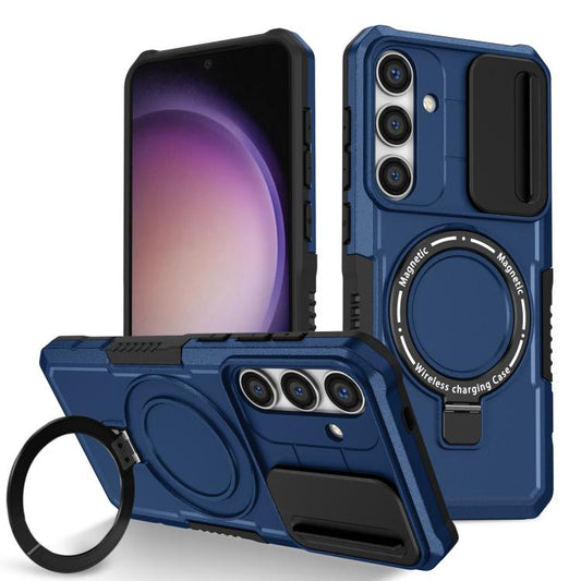 For Samsung Galaxy S25+ 5G Sliding Camshield MagSafe Holder TPU Hybrid PC Phone Case(Royal Blue) - Galaxy S25+ 5G Cases by PMC Jewellery | Online Shopping South Africa | PMC Jewellery | Buy Now Pay Later Mobicred