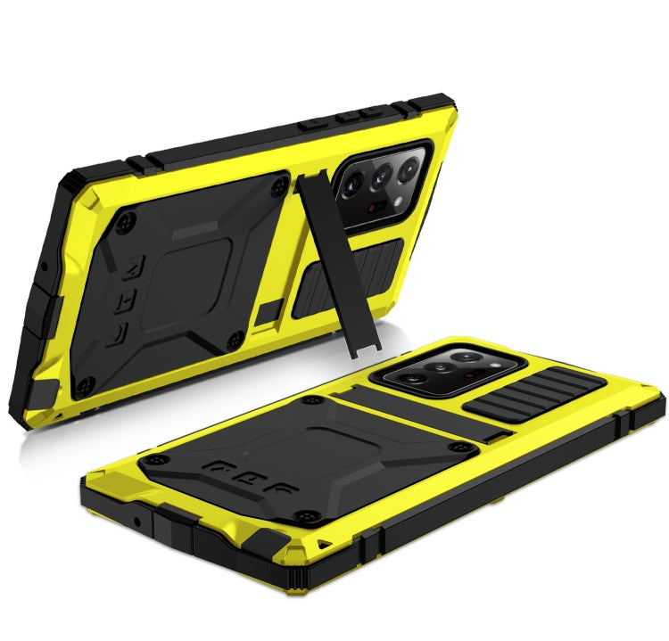 For Samsung Galaxy Note 20 R-JUST Shockproof Waterproof Dust-proof Metal + Silicone Protective Case with Holder(Yellow) - Galaxy Note20 Cases by R-JUST | Online Shopping South Africa | PMC TechLife | Buy Now Pay Later Mobicred