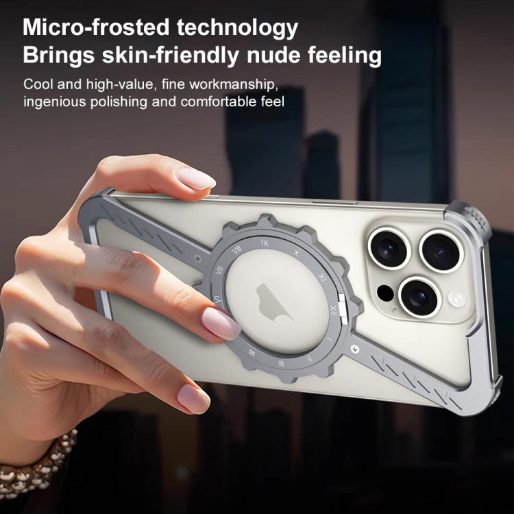 For iPhone 13 Pro Z-shaped Frameless Metal 360 Holder MagSafe Phone Case(Space Grey) - iPhone 13 Pro Cases by PMc TechLife | Online Shopping South Africa | PMc TechLife | Buy Now Pay Later Mobicred