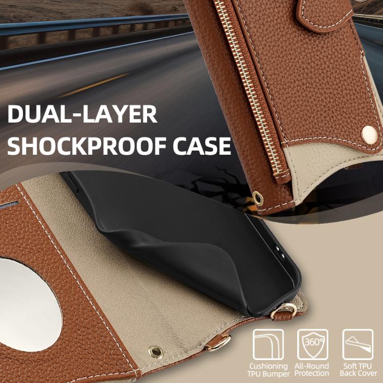 For Honor 200 Crossbody Chain Fishtail Litchi Leather Phone Case(Brown) - Honor Cases by PMC TechLife | Online Shopping South Africa | PMC TechLife | Buy Now Pay Later Mobicred