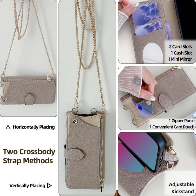 For Honor 200 Crossbody Chain Fishtail Litchi Leather Phone Case(Grey) - Honor Cases by PMC TechLife | Online Shopping South Africa | PMC TechLife | Buy Now Pay Later Mobicred