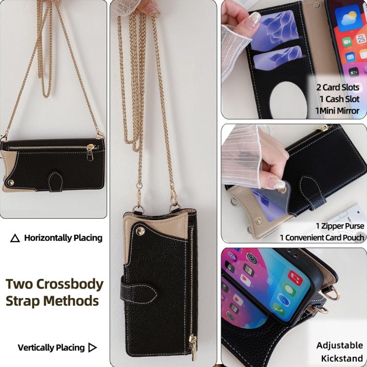 For Sharp Aquos wish4 Crossbody Chain Fishtail Litchi Leather Phone Case(Black) - More Brand by PMC TechLife | Online Shopping South Africa | PMC TechLife | Buy Now Pay Later Mobicred