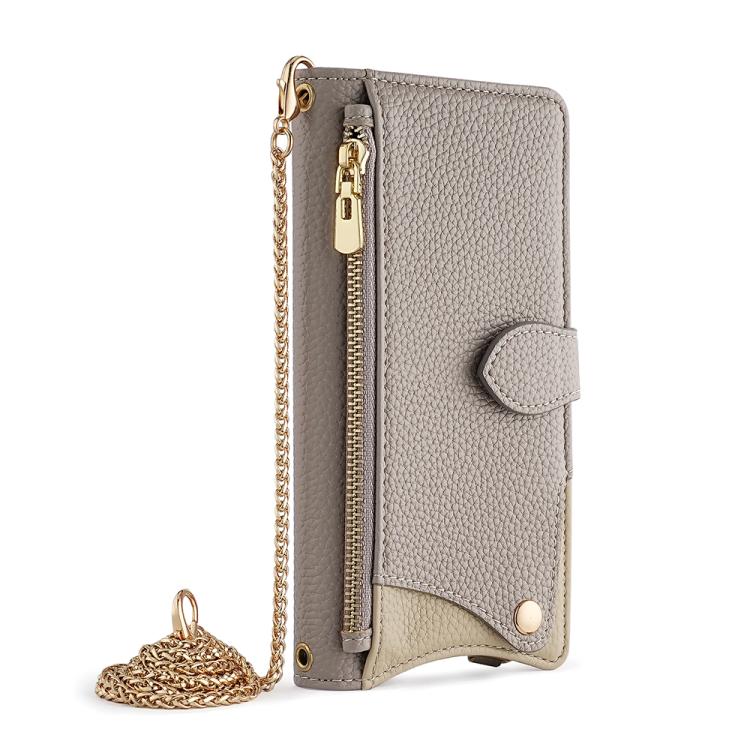 For Google Pixel 6a Crossbody Chain Fishtail Litchi Leather Phone Case(Grey) - Google Cases by PMC TechLife | Online Shopping South Africa | PMC TechLife | Buy Now Pay Later Mobicred