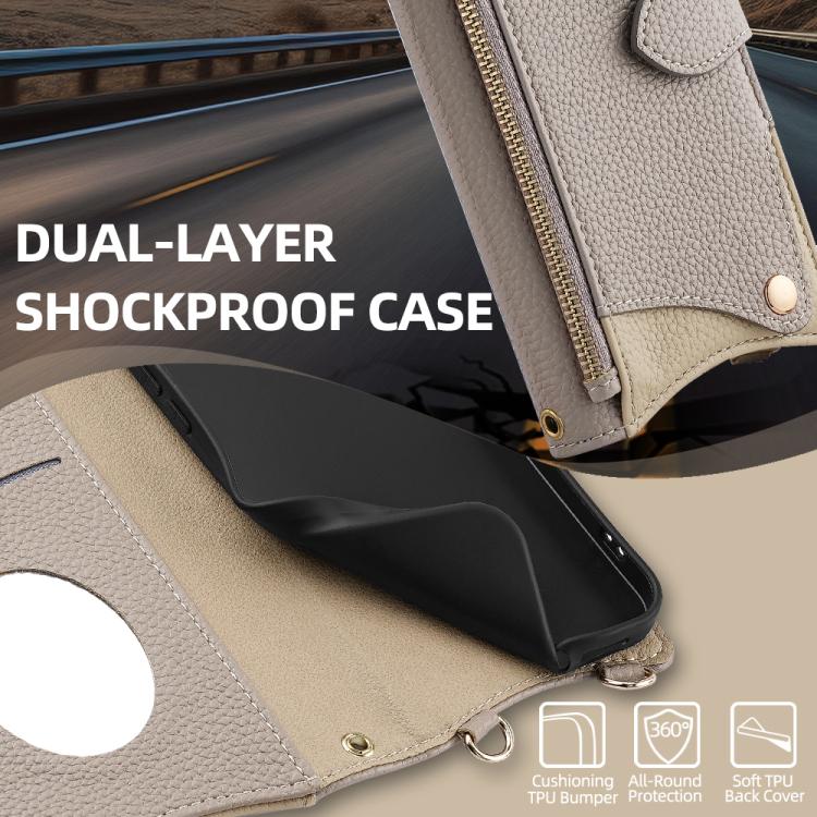 For Google Pixel 6a Crossbody Chain Fishtail Litchi Leather Phone Case(Grey) - Google Cases by PMC TechLife | Online Shopping South Africa | PMC TechLife | Buy Now Pay Later Mobicred