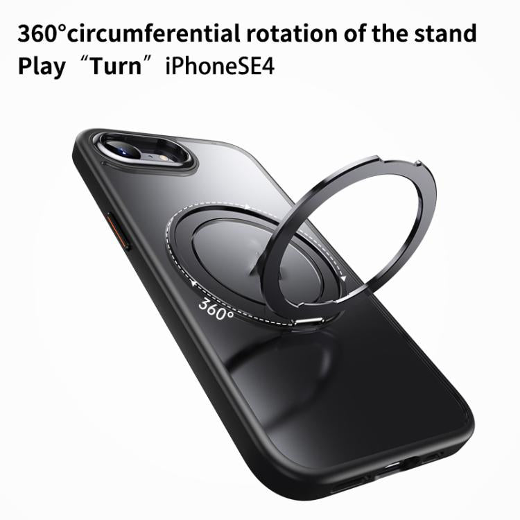 For iPhone 16e Frosted 360 Degree MagSafe Magnetic Holder Phone Case(Silver) - iPhone 16e Cases by PMC TechLife | Online Shopping South Africa | PMC TechLife | Buy Now Pay Later Mobicred