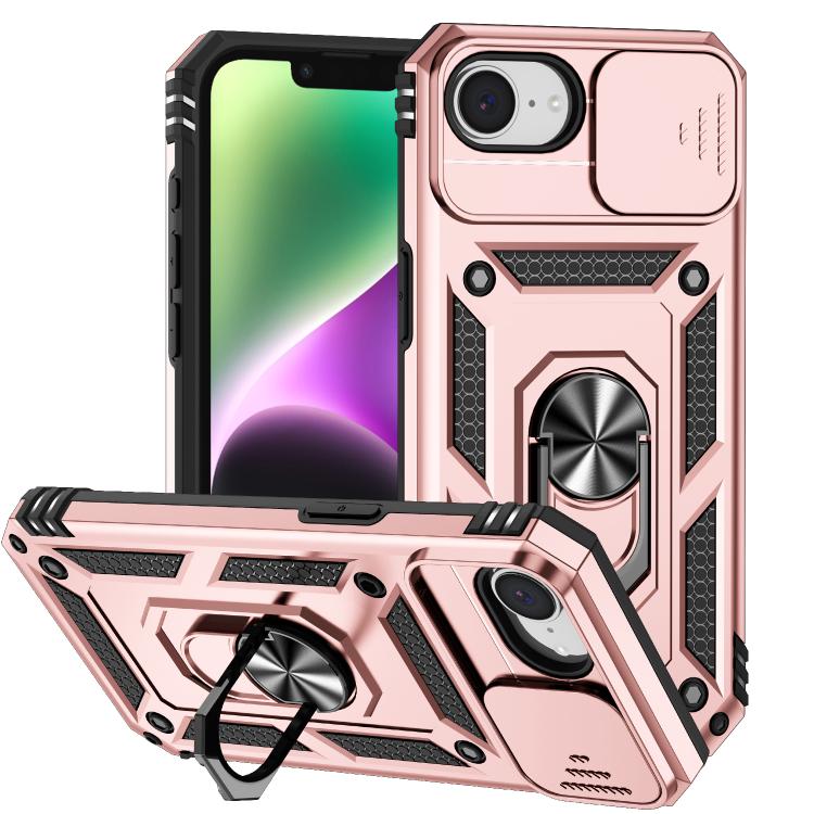 For iPhone 16e Sliding Camshield Holder Phone Case(Rose Gold) - iPhone 16e Cases by PMC TechLife | Online Shopping South Africa | PMC TechLife | Buy Now Pay Later Mobicred