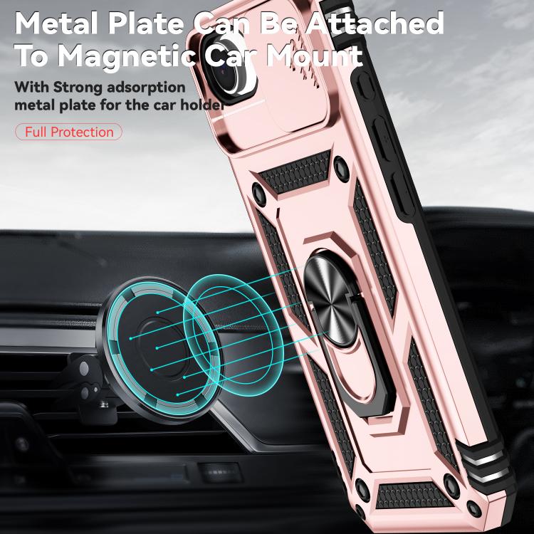 For iPhone 16e Sliding Camshield Holder Phone Case(Rose Gold) - iPhone 16e Cases by PMC TechLife | Online Shopping South Africa | PMC TechLife | Buy Now Pay Later Mobicred