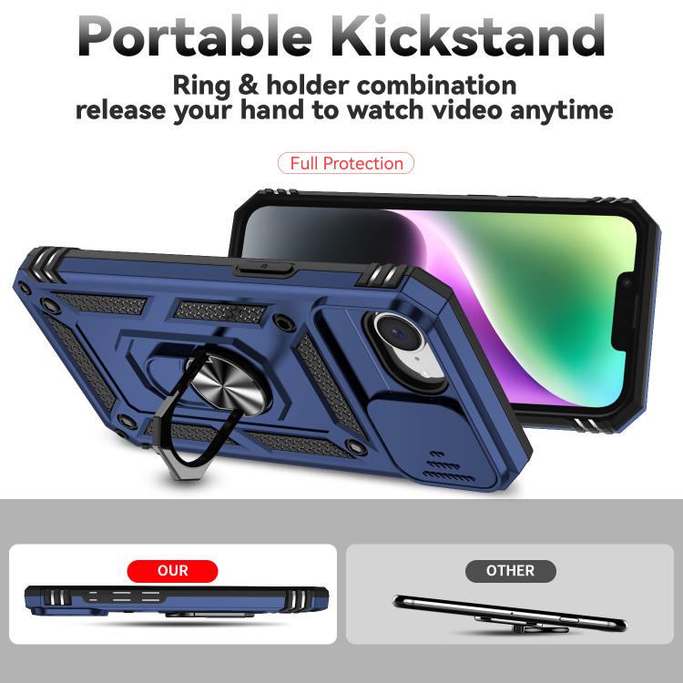 For iPhone 16e Sliding Camshield Holder Phone Case(Blue) - iPhone 16e Cases by PMC TechLife | Online Shopping South Africa | PMC TechLife | Buy Now Pay Later Mobicred