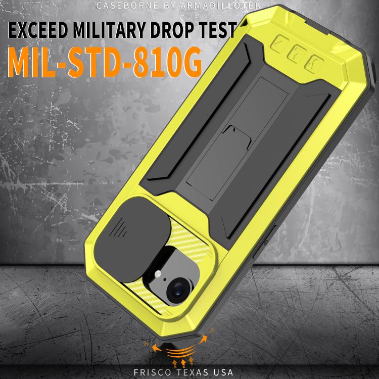 For iPhone 16e Sliding Camera IP68 Waterproof Holder Phone Case(Yellow) - iPhone 16e Cases by PMC TechLife | Online Shopping South Africa | PMC TechLife | Buy Now Pay Later Mobicred