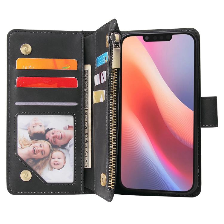 For iPhone 16e Multifunctional Multi-Card Wallet Phone Leather Case(Black) - iPhone 16e Cases by PMC TechLife | Online Shopping South Africa | PMC TechLife | Buy Now Pay Later Mobicred