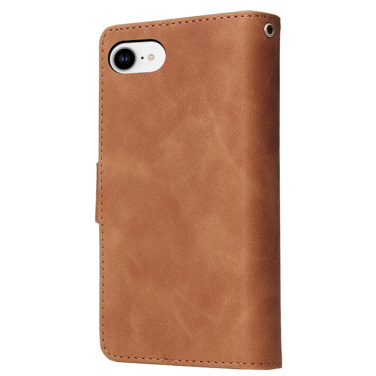 For iPhone 16e Multifunctional Multi-Card Wallet Phone Leather Case(Brown) - iPhone 16e Cases by PMC TechLife | Online Shopping South Africa | PMC TechLife | Buy Now Pay Later Mobicred