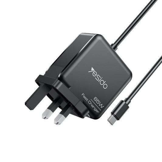 Yesido YC93 PD65W 2m USB-C / Type-C Cable Laptop Charger, UK Plug(Black) - Cable & Adapter by Yesido | Online Shopping South Africa | PMC Jewellery | Buy Now Pay Later Mobicred