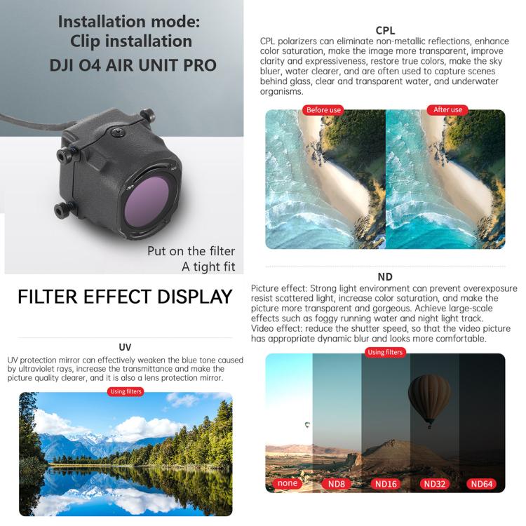 For DJI O4 Air Unit Pro / Avata 2 JSR YB Series Camera Lens Filter, Filter:MCUV x 3 - free shipping - PMC TechLife - Order now!