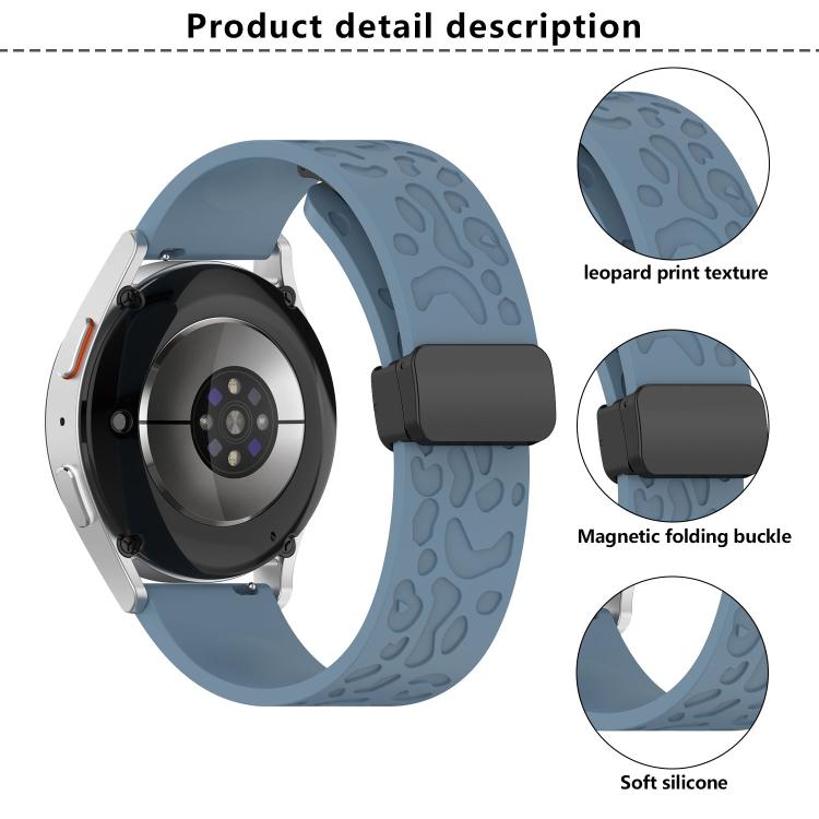 20mm Kalebol Universal Leopard Print Magnetic Folding Buckle Silicone Strap(Dark Blue) - 22mm Bands by Kalebol | Online Shopping South Africa | PMc TechLife | Buy Now Pay Later Mobicred