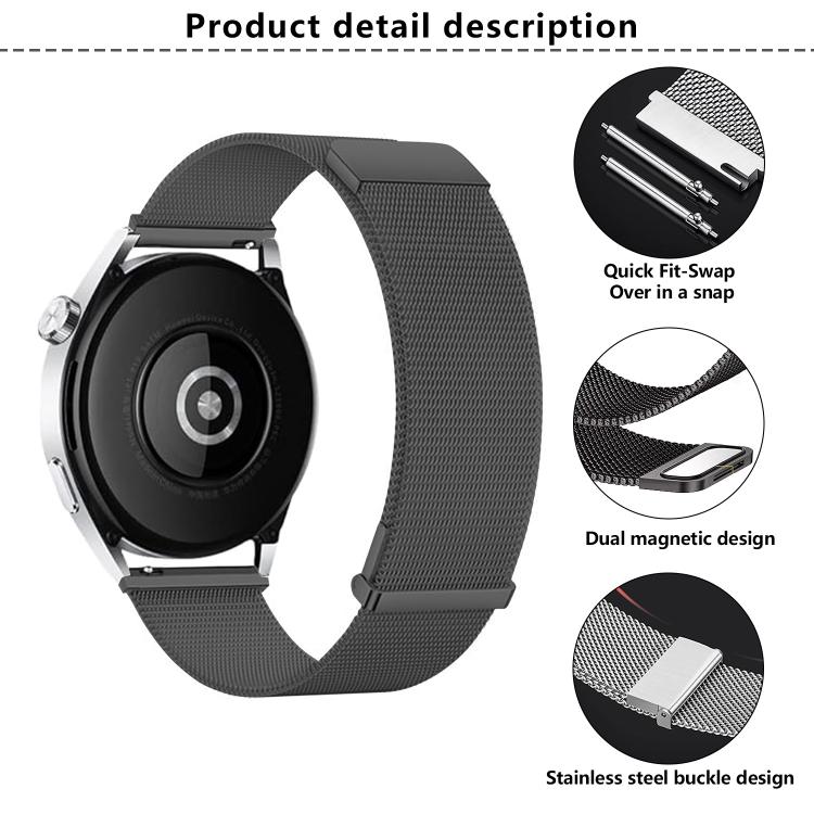 Kalebol 20mm Universal Loop Double Magnetic Buckle Milanese Strap(Black Red) - 20mm Bands by Kalebol | Online Shopping South Africa | PMc TechLife | Buy Now Pay Later Mobicred