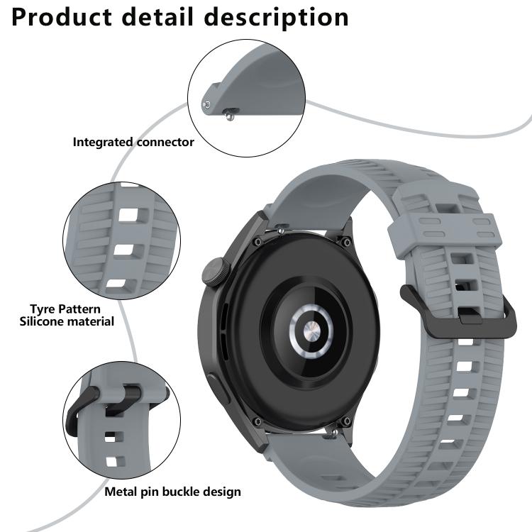 22mm Kalebol Black Buckle Tire Pattern Silicone Watch Band(Black) - free shipping - PMc TechLife - Order now!