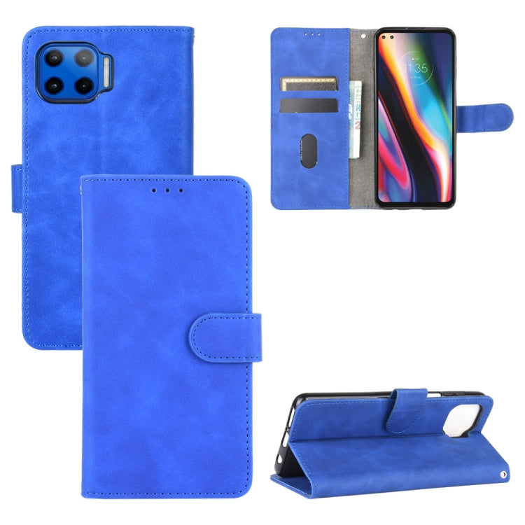 For Motorola Moto G 5G Plus Solid Color Skin Feel Magnetic Buckle Horizontal Flip Calf Texture PU Leather Case with Holder & Card Slots & Wallet(Blue) - Motorola Cases by PMC Jewellery | Online Shopping South Africa | PMC Jewellery | Buy Now Pay Later Mobicred