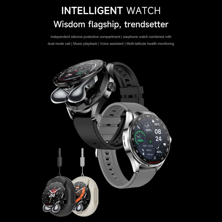 D9 1.46 inch 2 in 1 Bluetooth Earphone Smart Watch, Support Bluetooth Call / NFC / Heart Rate(Silver) - free shipping - PMC TechLife - Order now!