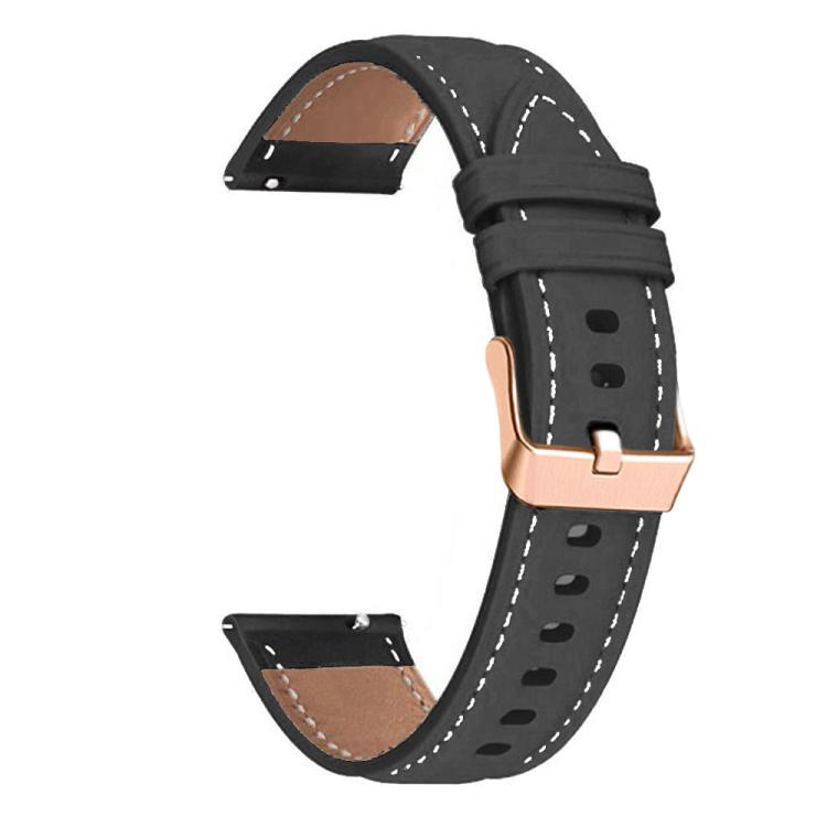 18mm Rose Gold Buckle Leather Watch Band(Black) - free shipping - PMC TechLife - Order now!