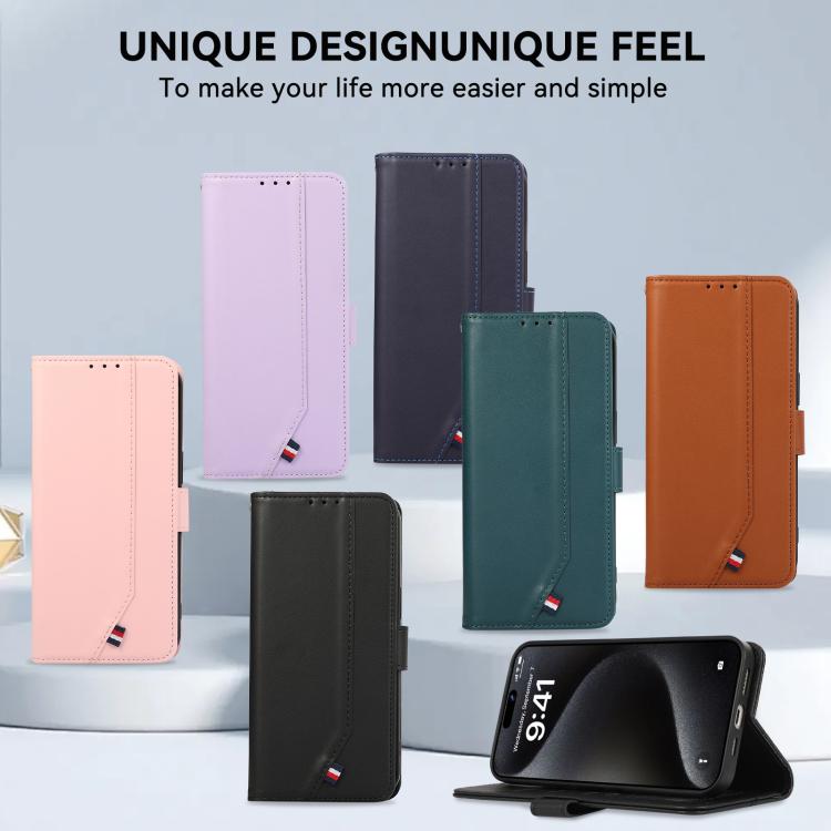 For iPhone 17 ABEEL Delicate Texture Splicing RFID Leather Phone Case(Blue) - free shipping - PMc TechLife - Order now!