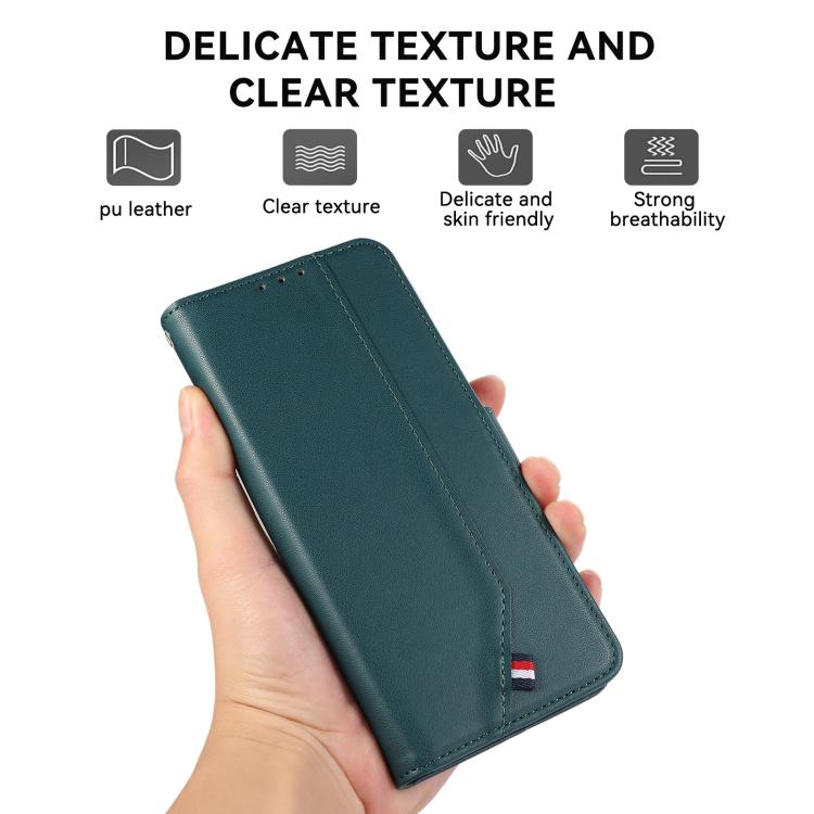 For iPhone 17 Pro Max ABEEL Delicate Texture Splicing RFID Leather Phone Case(Green) - free shipping - PMc TechLife - Order now!
