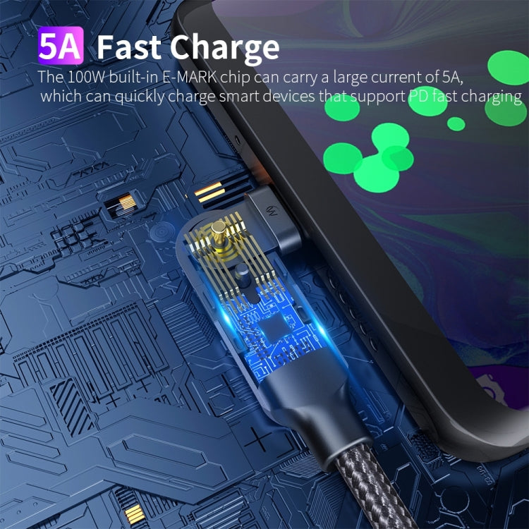 FXCTL-WY0G 100W 5A USB-C / Type-C to Type-C 180 Degree Rotating Elbow Fast Charging Cable, Length:1.2m(Grey) - USB-C & Type-C Cable by PMC TechLife | Online Shopping South Africa | PMC TechLife | Buy Now Pay Later Mobicred