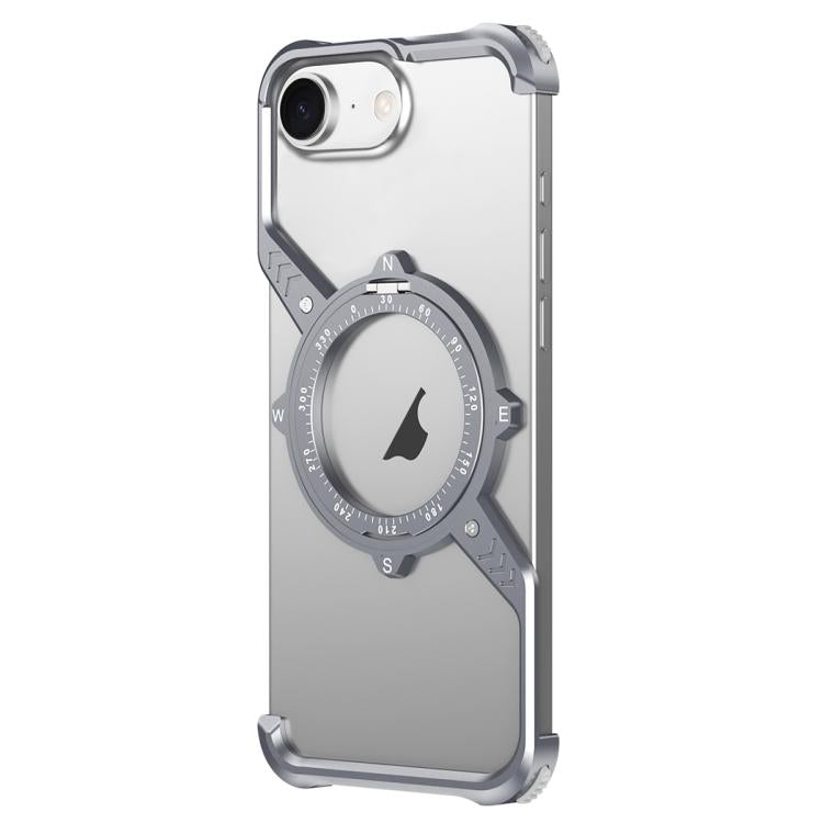 For iPhone 16e S Shaped 360 Holder Airbag Frameless MagSafe Metal Phone Case(Space Gray) - free shipping - PMC TechLife - Order now!