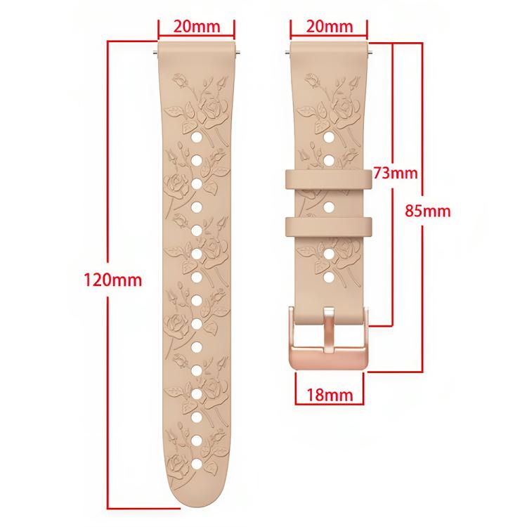 20mm Embossed Rose Gold Buckle Silicone Watch Band(White) - free shipping - PMc TechLife - Order now!