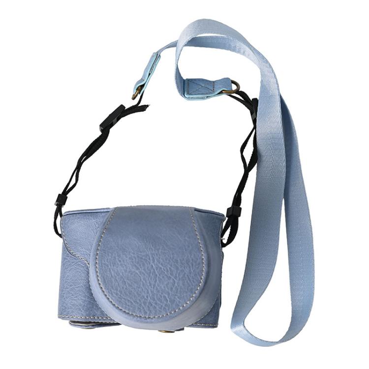 For FUJIFILM X-M5 Retro Litchi Texture Leather Full Body Camera Case Bag with Strap(Blue) - free shipping - PMC TechLife - Order now!