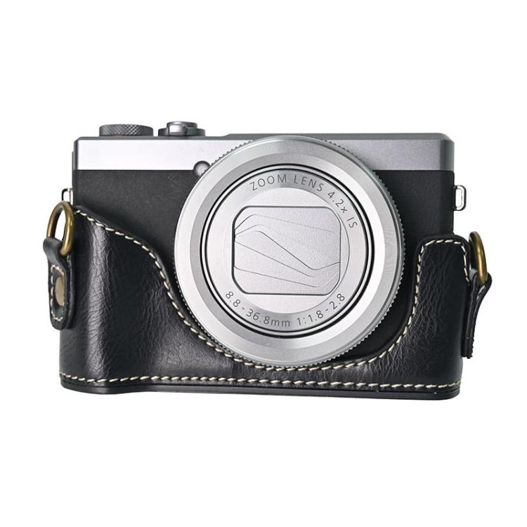For Canon G7 X Mark III / G7X3 Retro Pull Up Leather Full Body Camera Case Bag with Strap(Black) - free shipping - PMC TechLife - Order now!