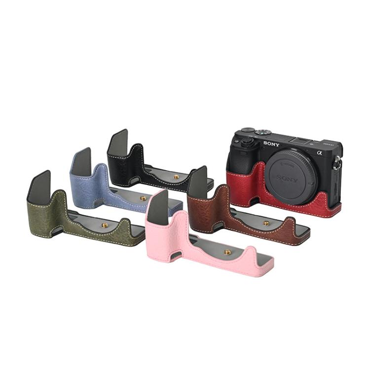 For Sony ILCE-6400 / A6300 / A6200 Litchi Texture PU Leather Camera Half Case Base(Pink) - free shipping - PMC TechLife - Order now!