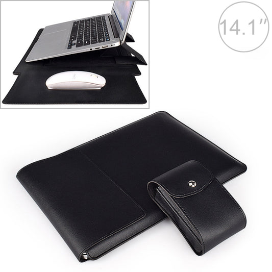 PU05 Sleeve Leather Case Carrying Bag with Small Storage Bag for 14.1 inch Laptop(Black) - 14.1 inch by PMC Jewellery | Online Shopping South Africa | PMC Jewellery | Buy Now Pay Later Mobicred