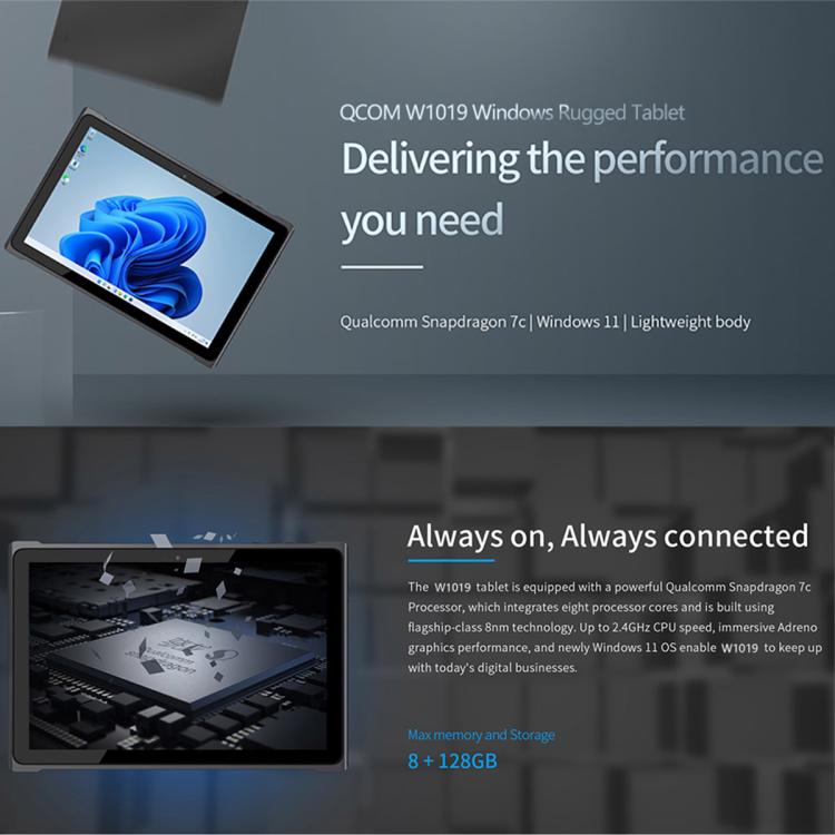 QCOM W1019 Windows 11 Pro Tablet PC, 8GB+128GB, 10.1 inch Qualcomm SC7180 Kryo 468 8C8T Octa Core, Network: 4G, OTG, Plug:US Plug(White) - free shipping - PMc TechLife - Order now!