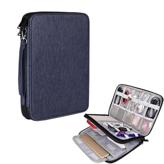 SM01 Multi-function Waterproof Double Layer Data Cable Earphone U Disk Digital Accessories Storage Bag, Size: L(Navy Blue) - Other by PMC Jewellery | Online Shopping South Africa | PMC Jewellery | Buy Now Pay Later Mobicred