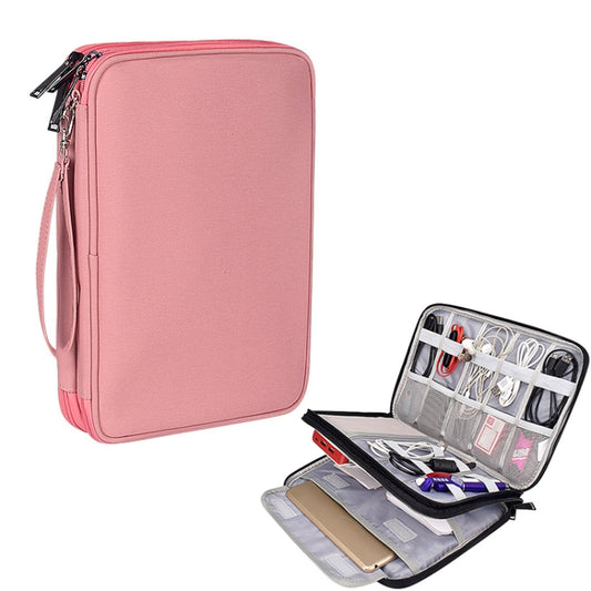 SM01 Multi-function Waterproof Double Layer Data Cable Earphone U Disk Digital Accessories Storage Bag, Size: S(Pink) - Other by PMC Jewellery | Online Shopping South Africa | PMC Jewellery | Buy Now Pay Later Mobicred