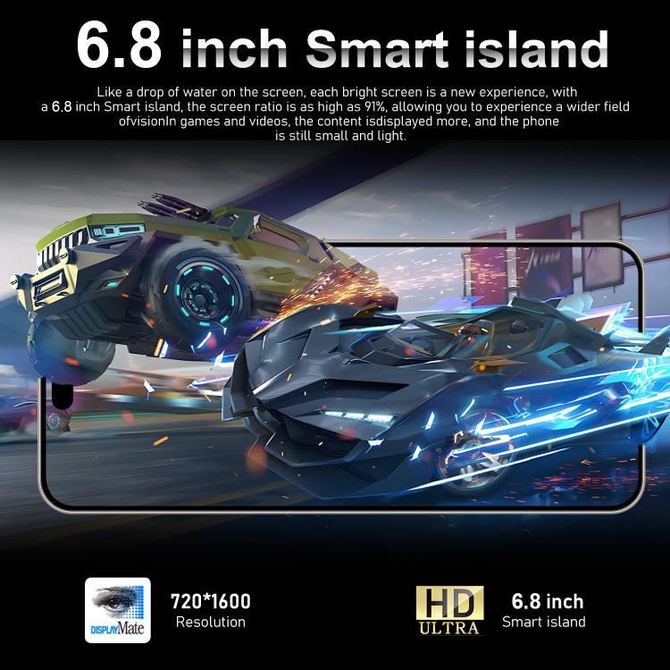 I16 Pro Max / VD1, 3GB+32GB, 6.8 inch Android 10 MTK6753 Octa Core, Network: 4G, Dual SIM, Plug:EU Plug(White) - free shipping - PMc TechLife - Order now!