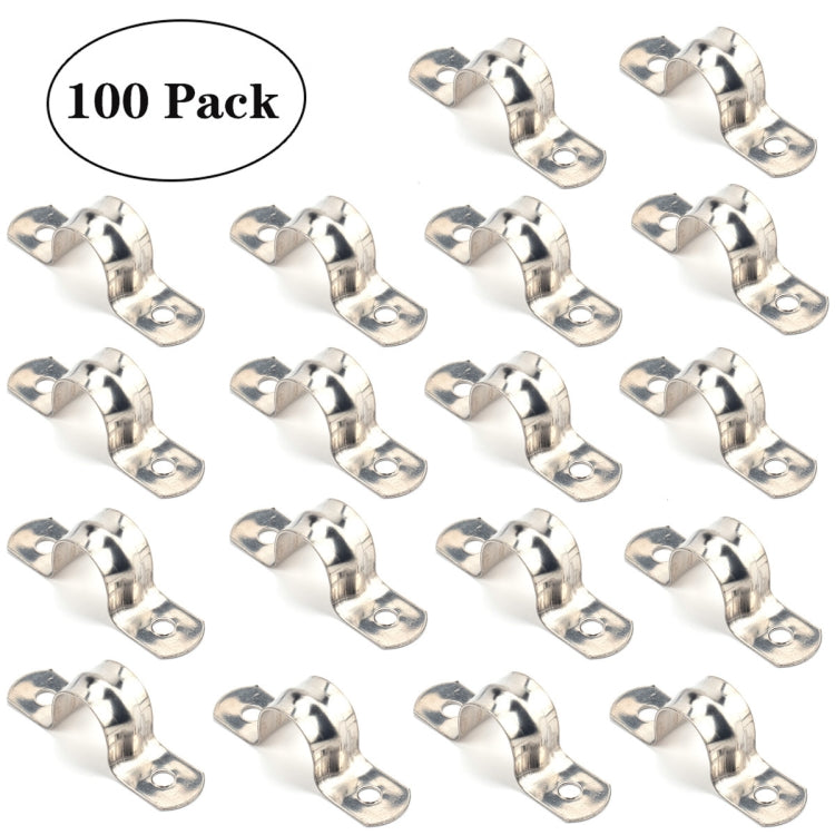 100 PCS M14 304 Stainless Steel Hole Tube Clips U-tube Clamp Connecting Ring Hose Clamp - Booster Cable & Clip by PMC Jewellery | Online Shopping South Africa | PMC Jewellery | Buy Now Pay Later Mobicred