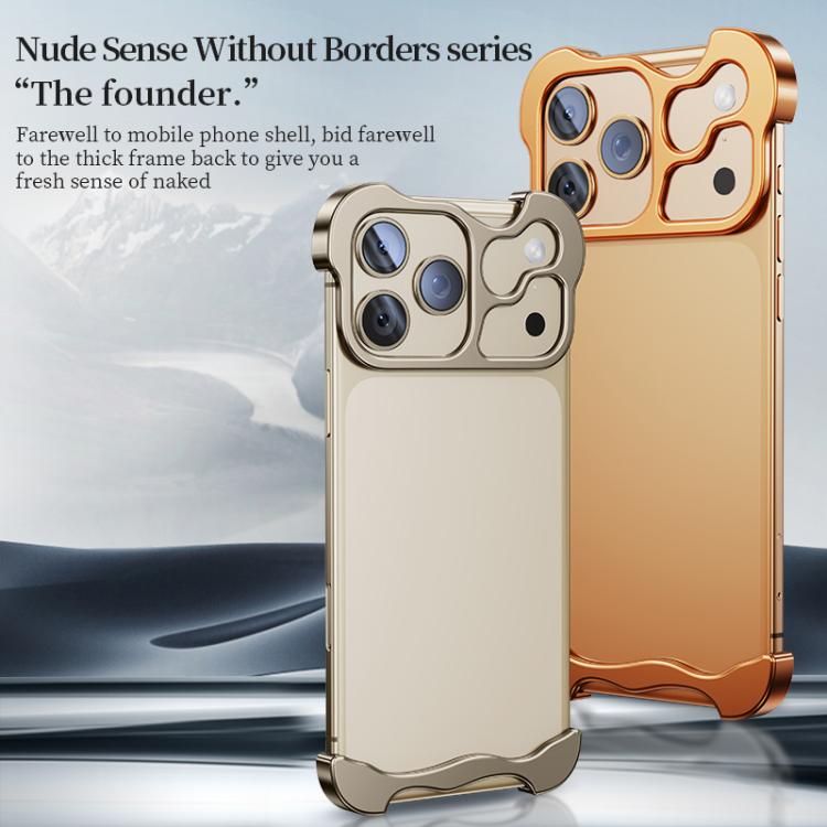 For iPhone 17 Pro Frameless Metal Corner Pad Phone Case with Lens Film(Gold) - free shipping - PMC TechLife - Order now!