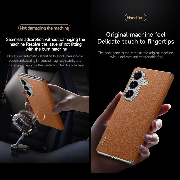 For Samsung Galaxy Z Fold7 5G SULADA Frameless Top Layer Cowhide Leather PC Phone Case(Red) - free shipping - PMC TechLife - Order now!