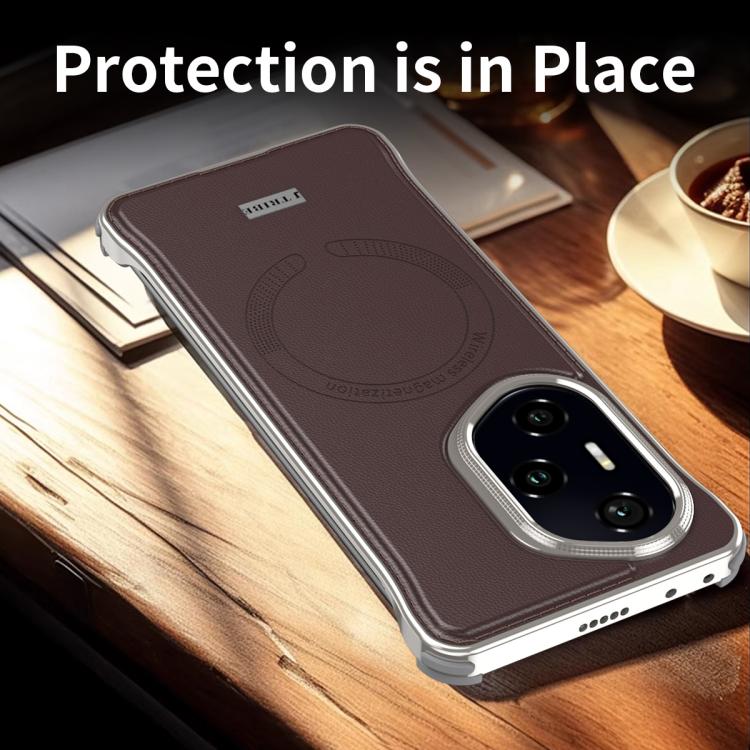 For Honor 300 J TRIBE Metal Frameless Plain Leather MagSafe Phone Case(Brown) - free shipping - PMC TechLife - Order now!