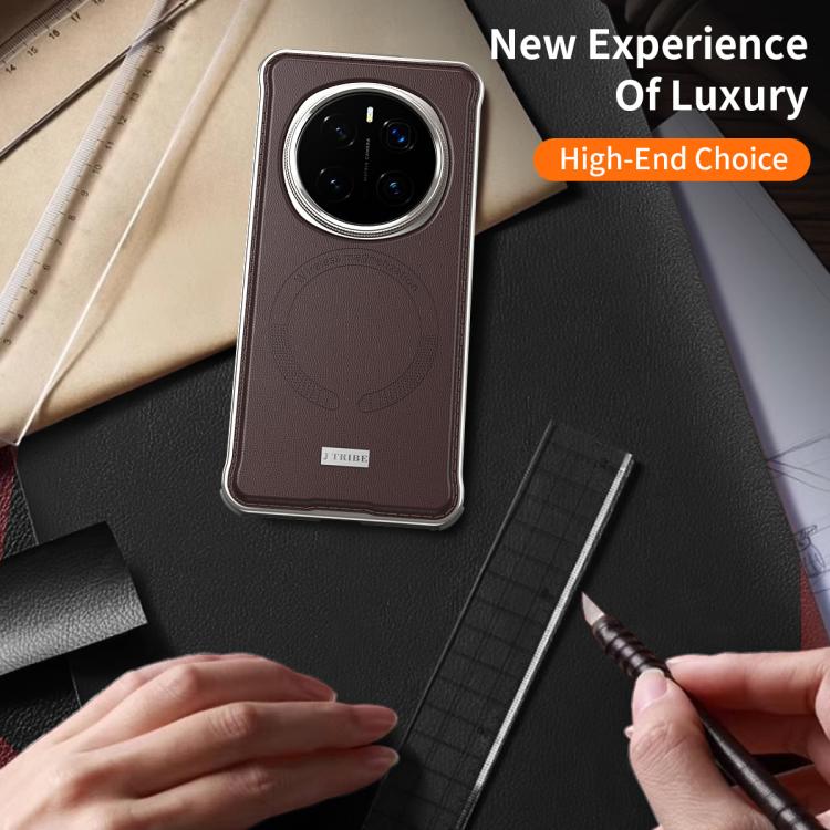 For Honor Magic7 J TRIBE Metal Frameless Plain Leather MagSafe Phone Case(Black) - free shipping - PMC TechLife - Order now!