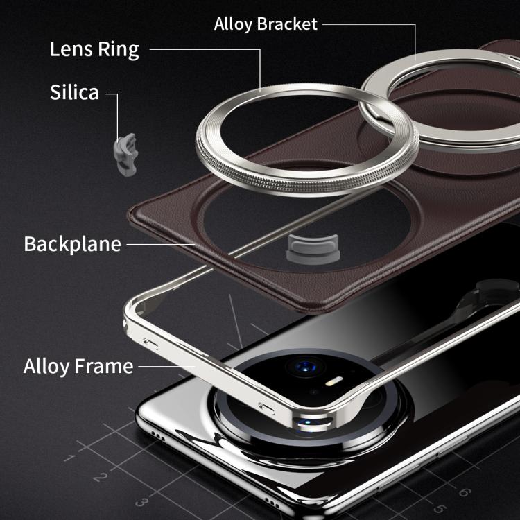 For Huawei Mate 60 Metal Frameless Plain Leather MagSafe Holder Phone Case(Black) - free shipping - PMC TechLife - Order now!