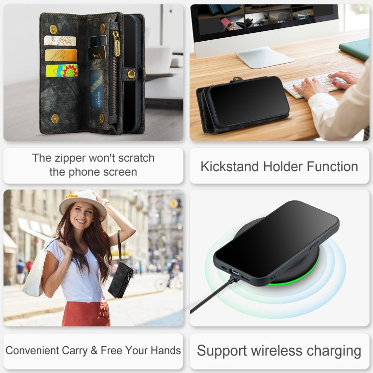 For iPhone 12 mini CaseMe-008 Detachable Multifunctional Wallet Leather Phone Case (Black) - free shipping - PMC Jewellery - Order now!