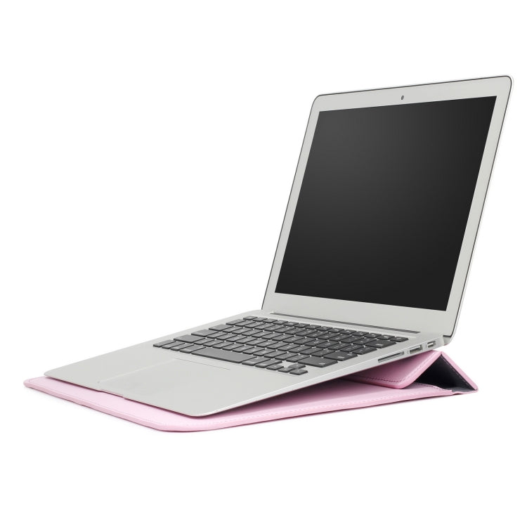 PU Leather Ultra-thin Envelope Bag Laptop Bag for MacBook Air / Pro 11 inch, with Stand Function(Pink) - Protective Bags by PMC Jewellery | Online Shopping South Africa | PMC Jewellery | Buy Now Pay Later Mobicred