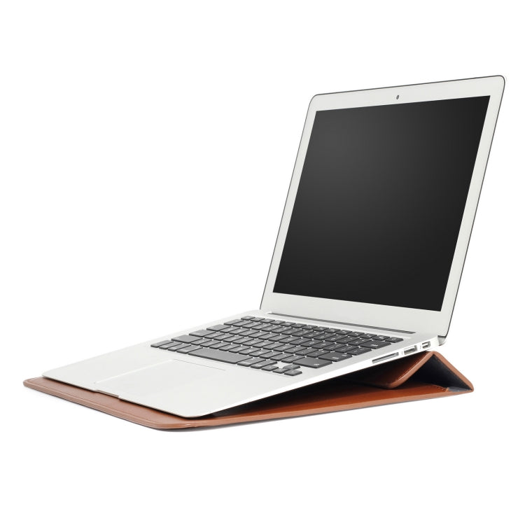 PU Leather Ultra-thin Envelope Bag Laptop Bag for MacBook Air / Pro 15 inch, with Stand Function (Brown) - Protective Bags by PMC Jewellery | Online Shopping South Africa | PMC Jewellery | Buy Now Pay Later Mobicred