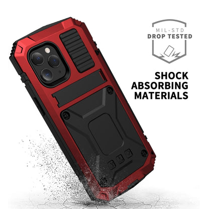 For iPhone 12 / 12 Pro R-JUST Shockproof Waterproof Dust-proof Metal + Silicone Protective Case with Holder(Red) - iPhone 12 / 12 Pro Cases by R-JUST | Online Shopping South Africa | PMC Jewellery | Buy Now Pay Later Mobicred