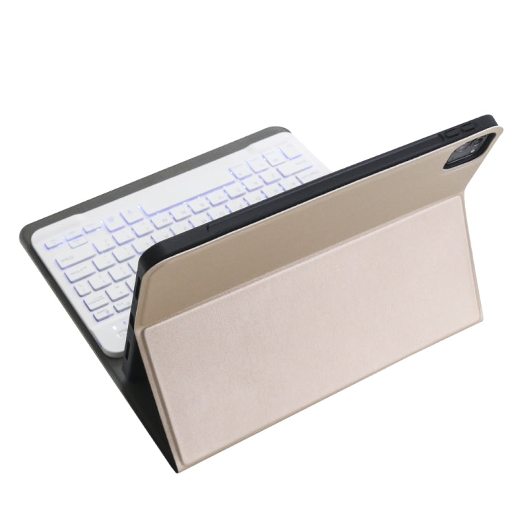 A098BS Detachable Ultra-thin Backlight Bluetooth Keyboard Tablet Case for iPad Air 4 10.9 inch (2020), with Stand & Pen Slot(Gold) - For iPad Air by PMC Jewellery | Online Shopping South Africa | PMC Jewellery | Buy Now Pay Later Mobicred