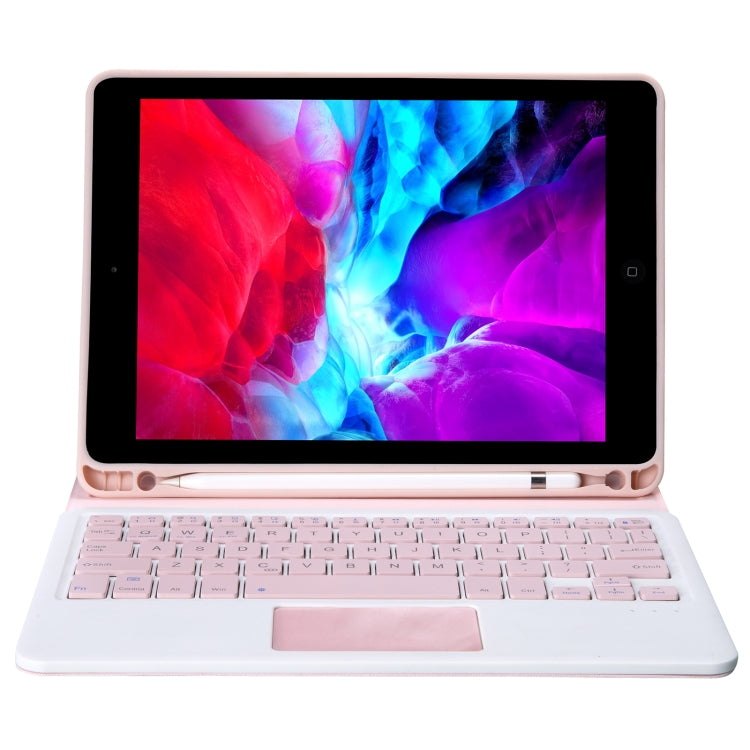 T098B-A Pressed Skin Texture TPU Detachable Candy Colors Bluetooth Keyboard Tablet Case for iPad Air 4 10.9 inch (2020), with Stand & Pen Slot & Touch(Pink) - For iPad Air by PMC Jewellery | Online Shopping South Africa | PMC Jewellery